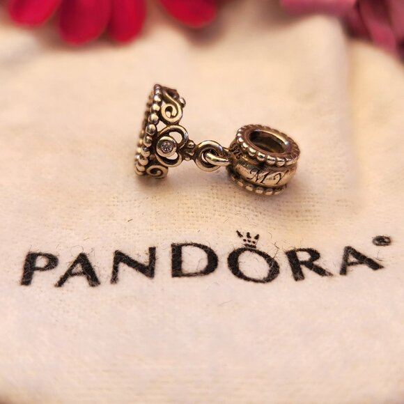 Authentic Pandora My Princess Dangle Charm with Clear CZ S925 ALE - Picture 2 of 7